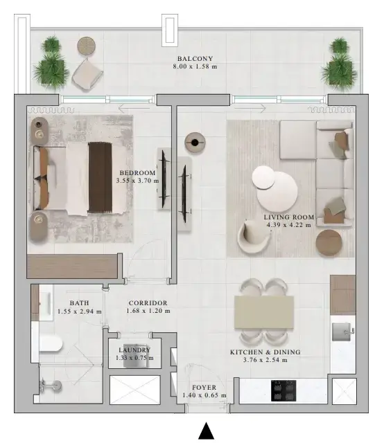 1 Bedroom apartments - Rosehill floor plan