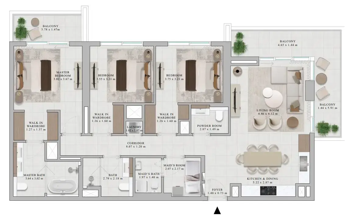 3 Bedrooms apartments - Rosehill floor plan