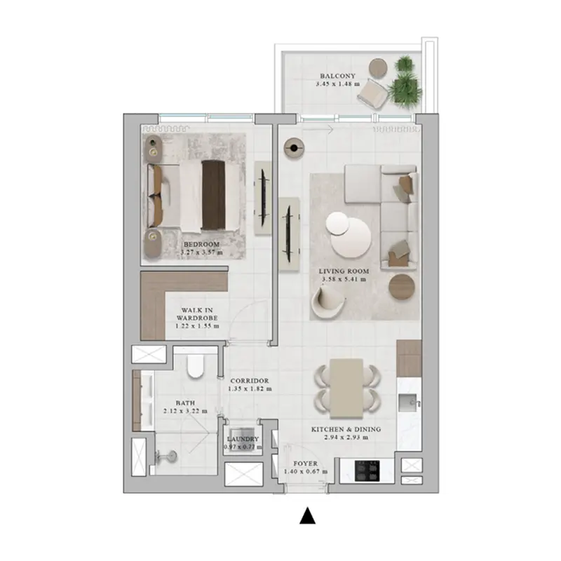 1 bedroom Apartments -  Rosehill floor plan