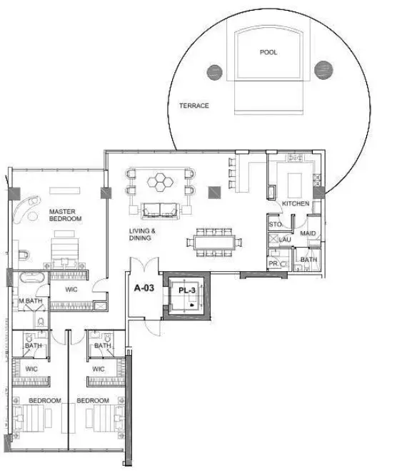3 Bedrooms apartments - Cavalli Couture floor plan