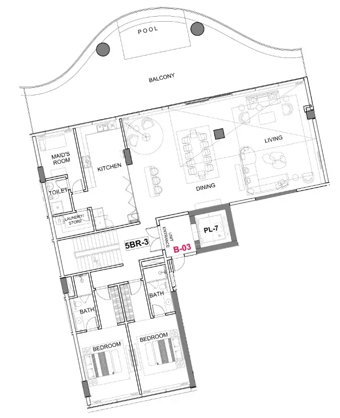 5 Bedrooms apartments - Cavalli Couture floor plan