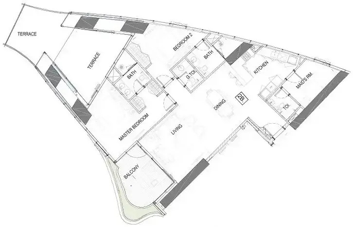 2.5 bedrooms apartments - Safa One de Grisogono floor plan