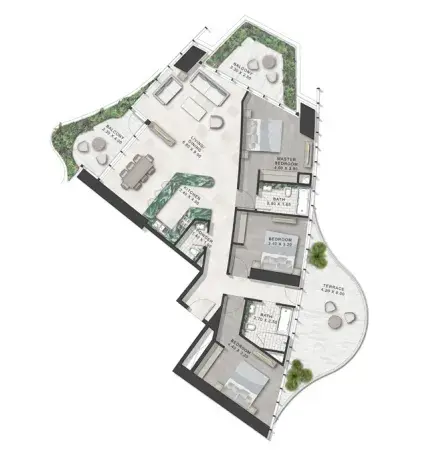 3.5 bedrooms apartments - Safa One de Grisogono floor plan