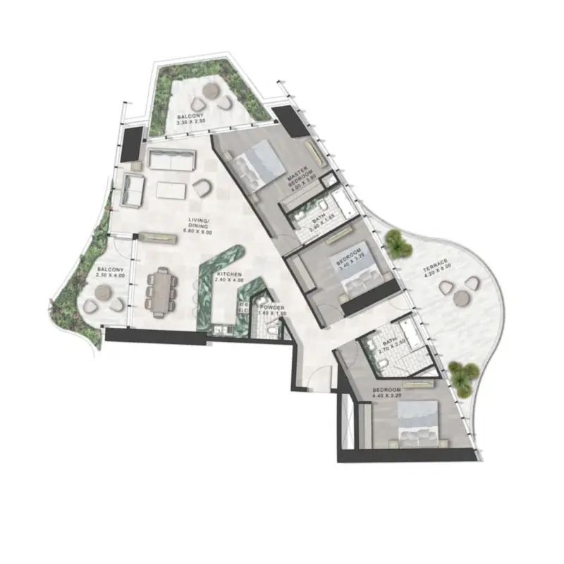 3 bedroom floor plan