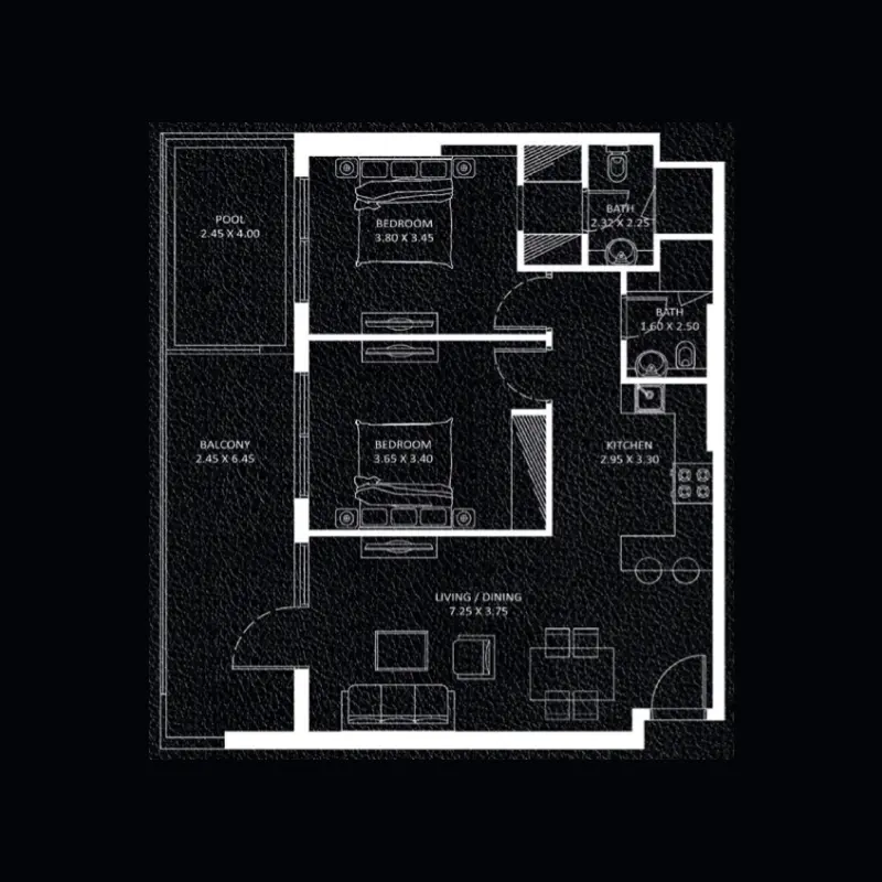 2 bedroom floor plan