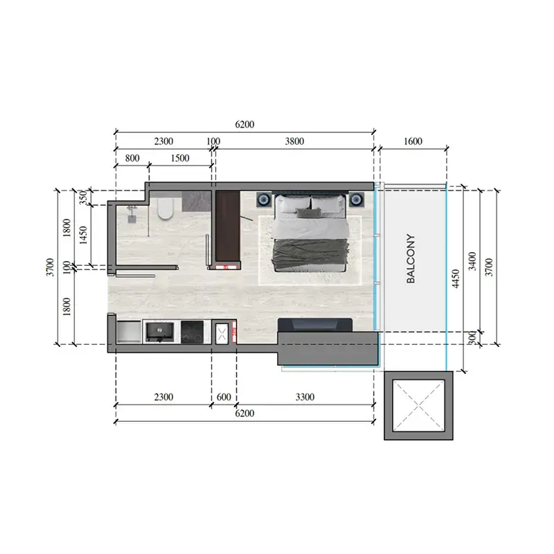Studio apartments - Auresta Tower floor plan