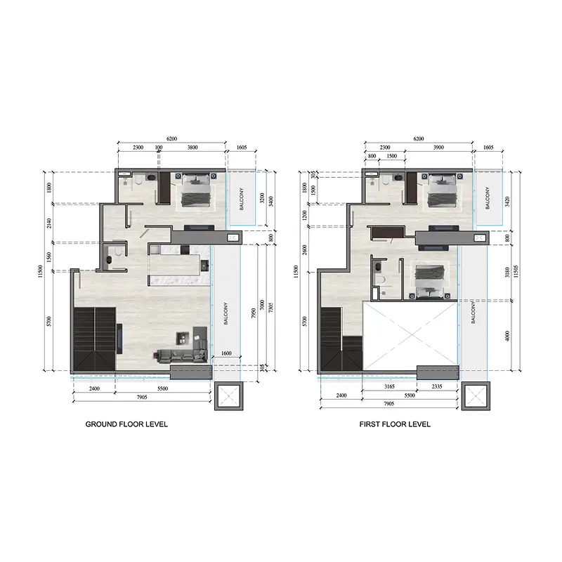 3 bedroom Duplex -  Auresta Tower floor plan