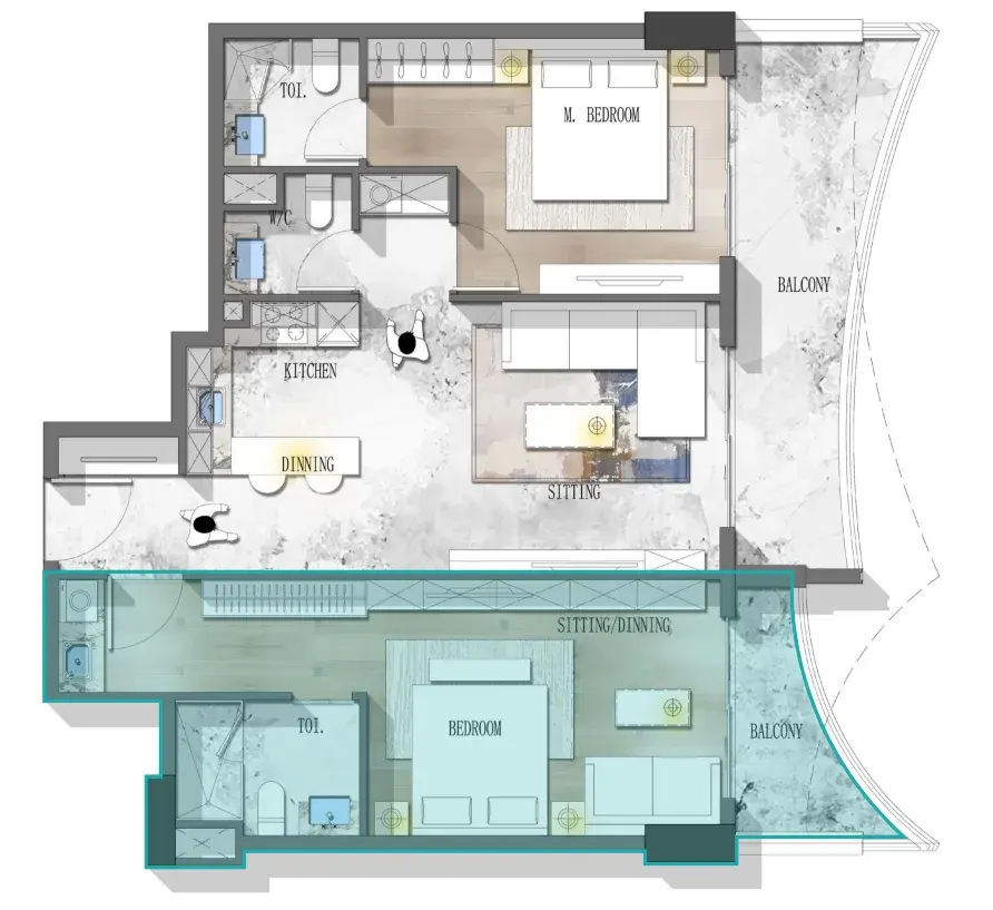 2 Bedrooms apartments - Stamn Nautis Residences floor plan