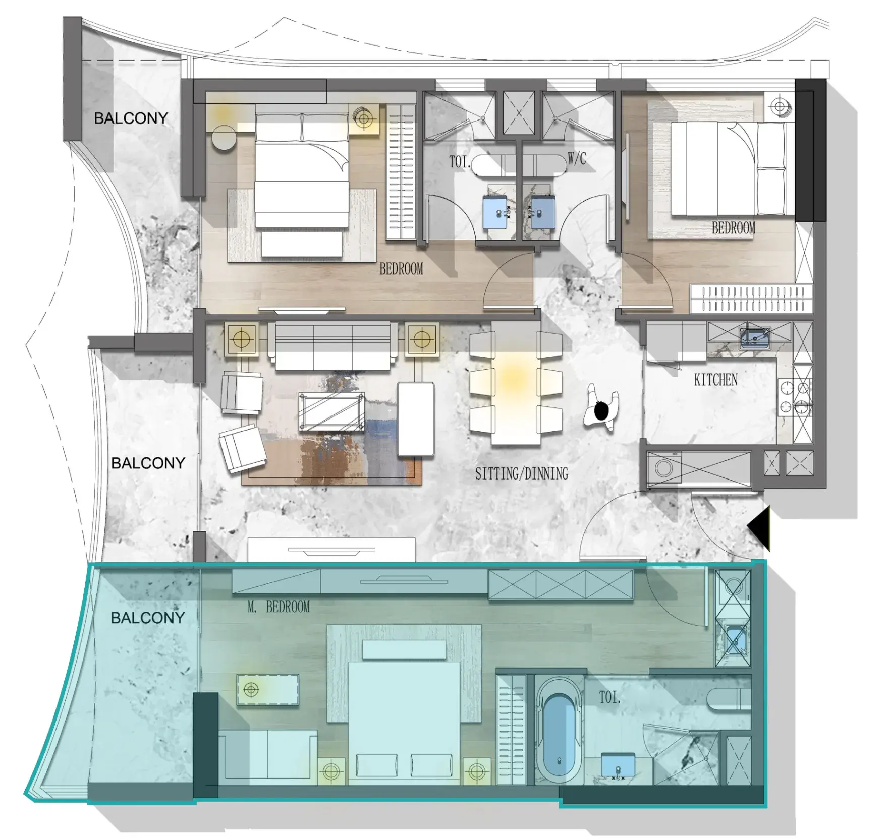 3 Bedrooms apartments - Stamn Nautis Residences floor plan