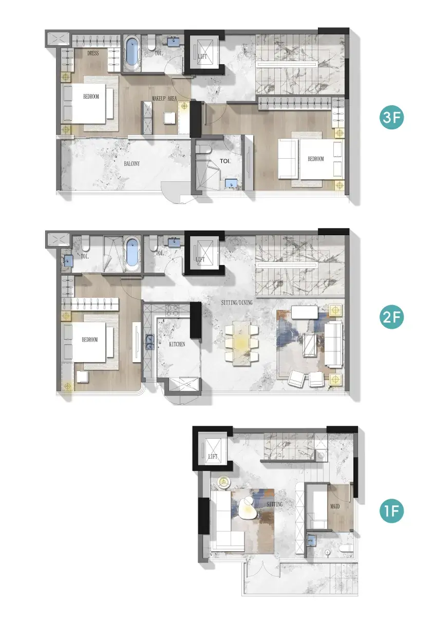 3 Bedrooms townhouse - Stamn Nautis Residences floor plan