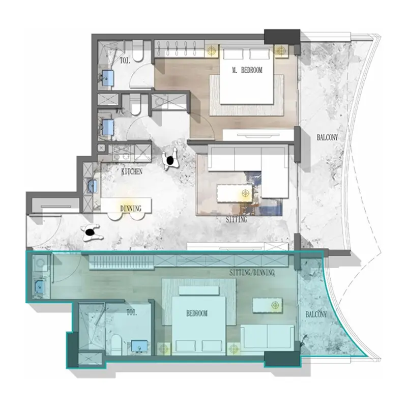 2 bedroom Apartments -  Stamn Nautis Residences floor plan