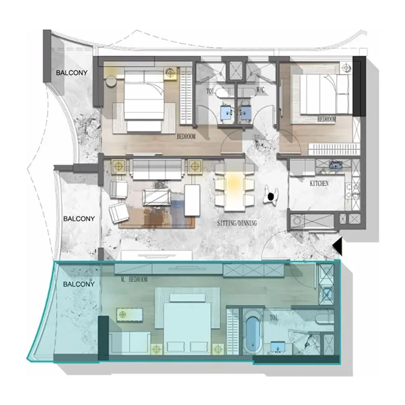 3 bedroom Apartments -  Stamn Nautis Residences floor plan