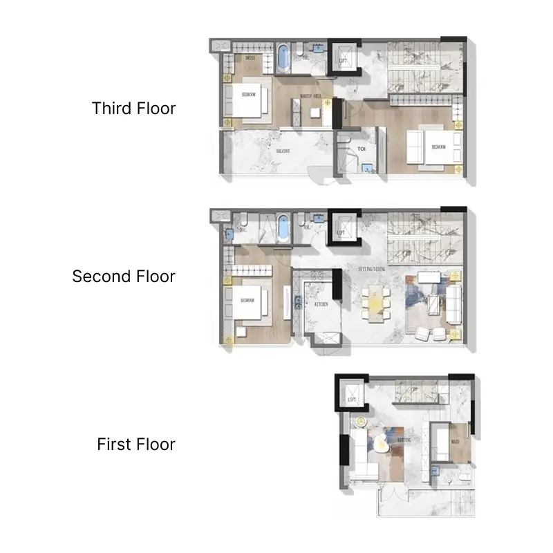 3 bedroom Townhouse -  Stamn Nautis Residences floor plan