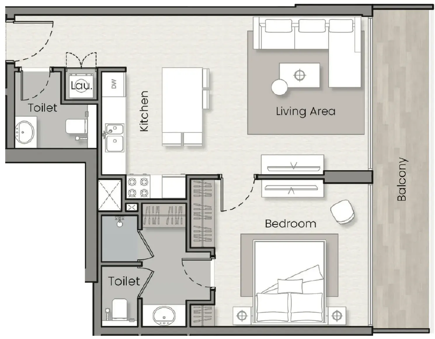 1 Bedroom apartments - Havelock Heights floor plan