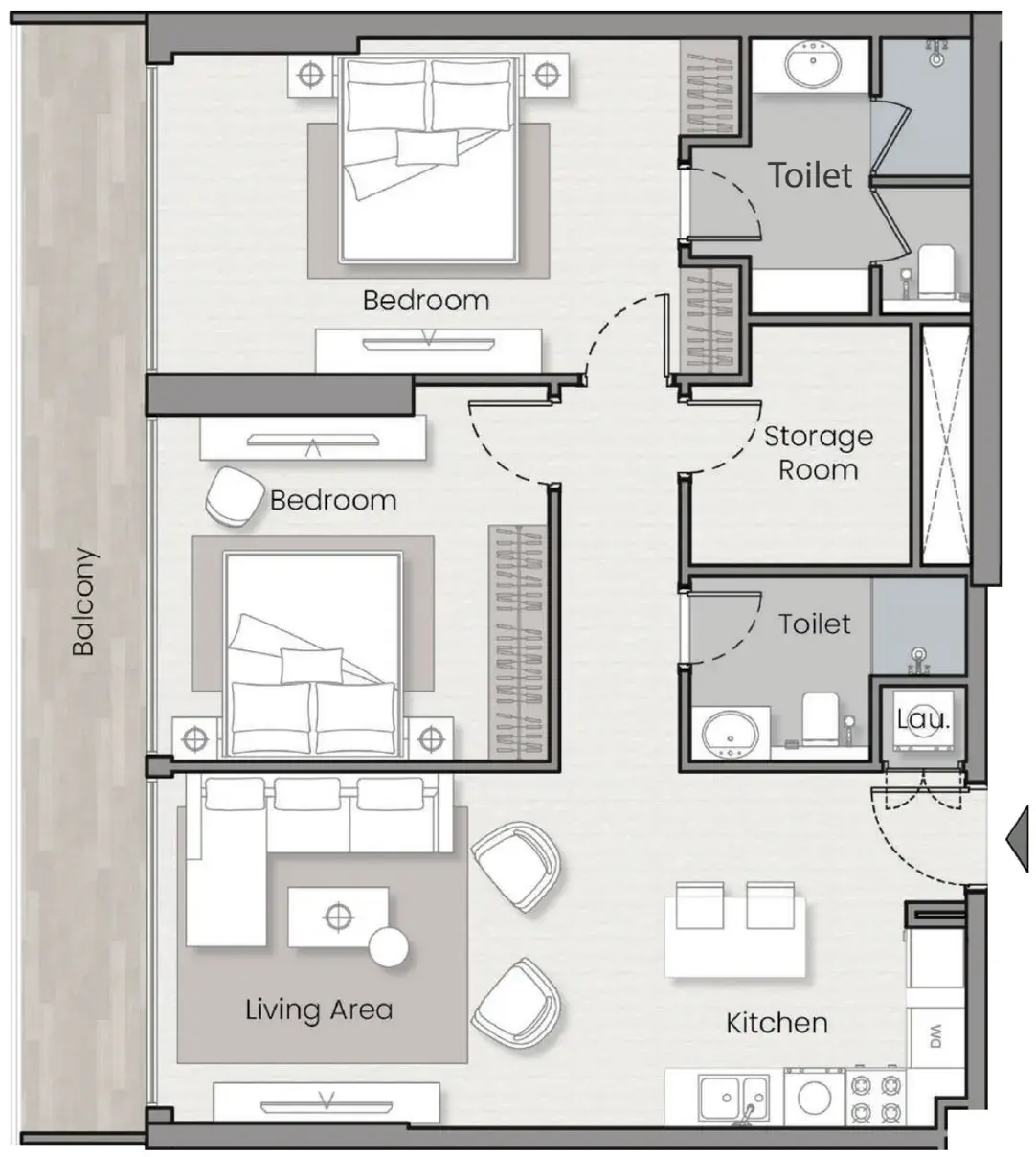 2 Bedrooms apartments - Havelock Heights floor plan