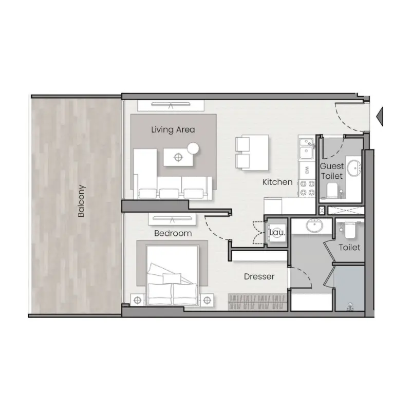 1 bedroom floor plan
