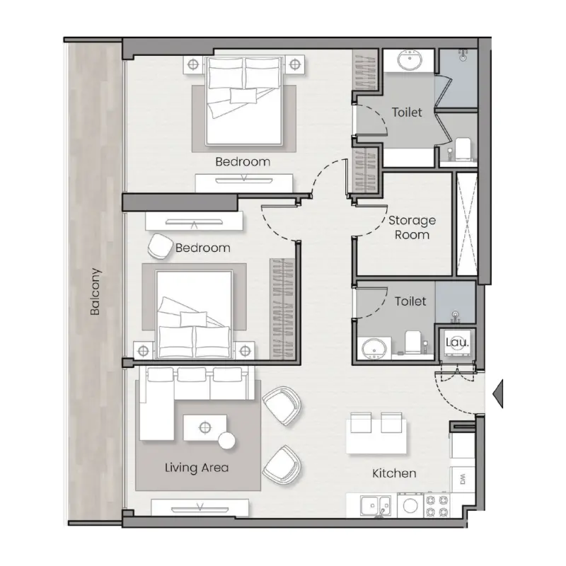 2 bedroom floor plan