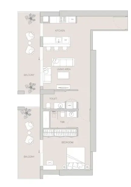 1 Bedroom apartments - W1NNER Tower floor plan