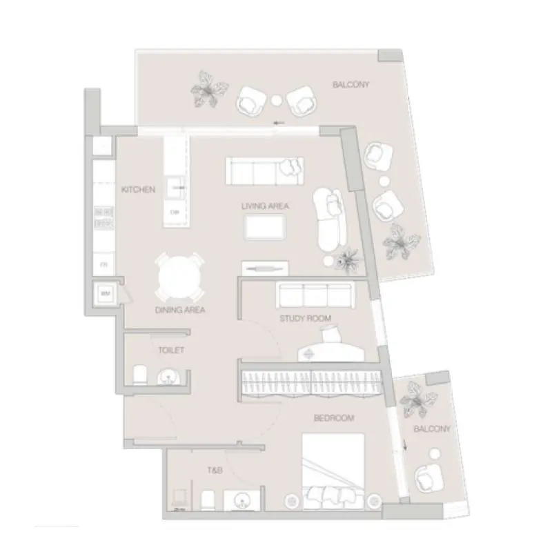 1,5 bedroom Apartments -  W1NNER Tower floor plan