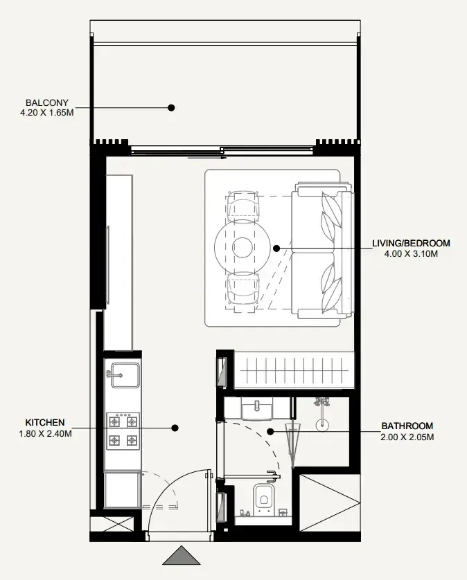 Studio apartments - Azizi Abraham floor plan