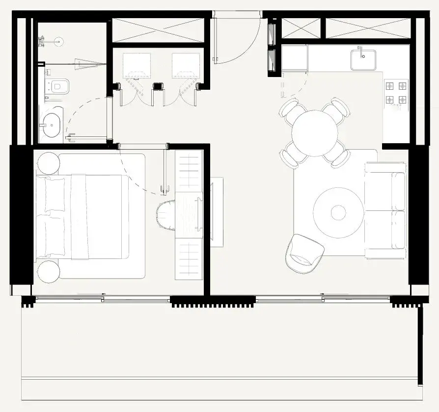 1 Bedroom apartments - Azizi Abraham floor plan