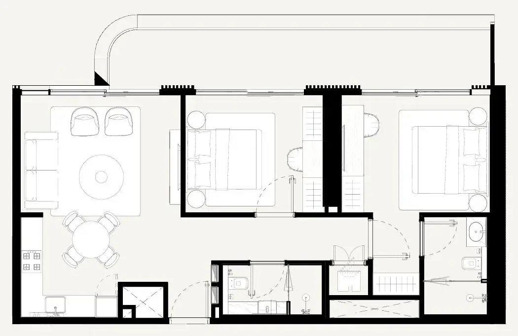 2 Bedrooms apartments - Azizi Abraham floor plan