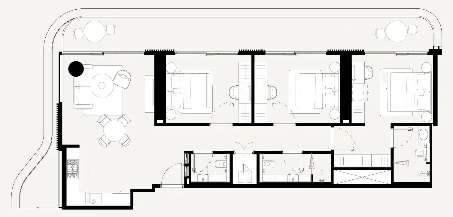 3 Bedrooms apartments - Azizi Abraham floor plan