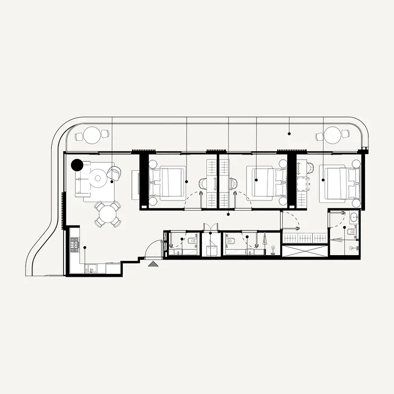 3 bedroom Apartments -  Azizi Abraham floor plan
