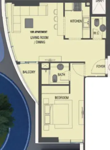 1 Bedroom apartments - Red Square floor plan