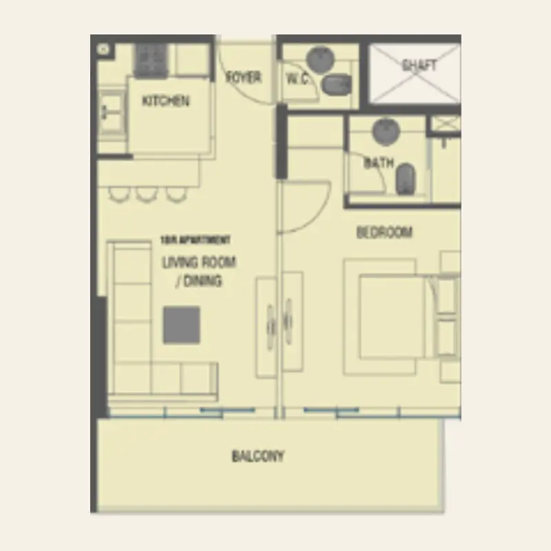 1 bedroom floor plan