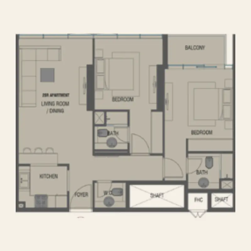 2 bedroom floor plan