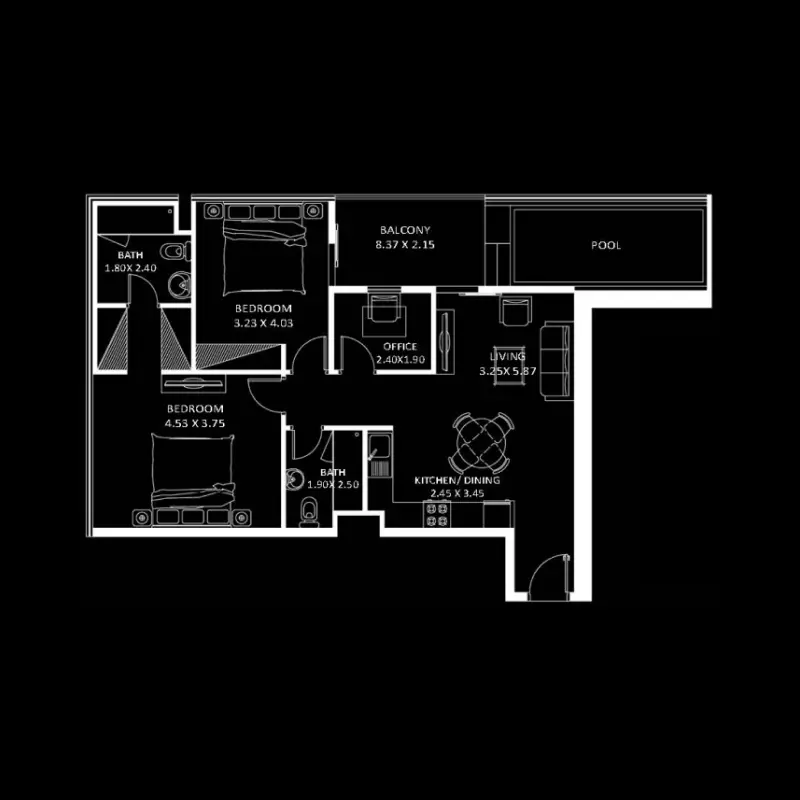 2 bedroom floor plan