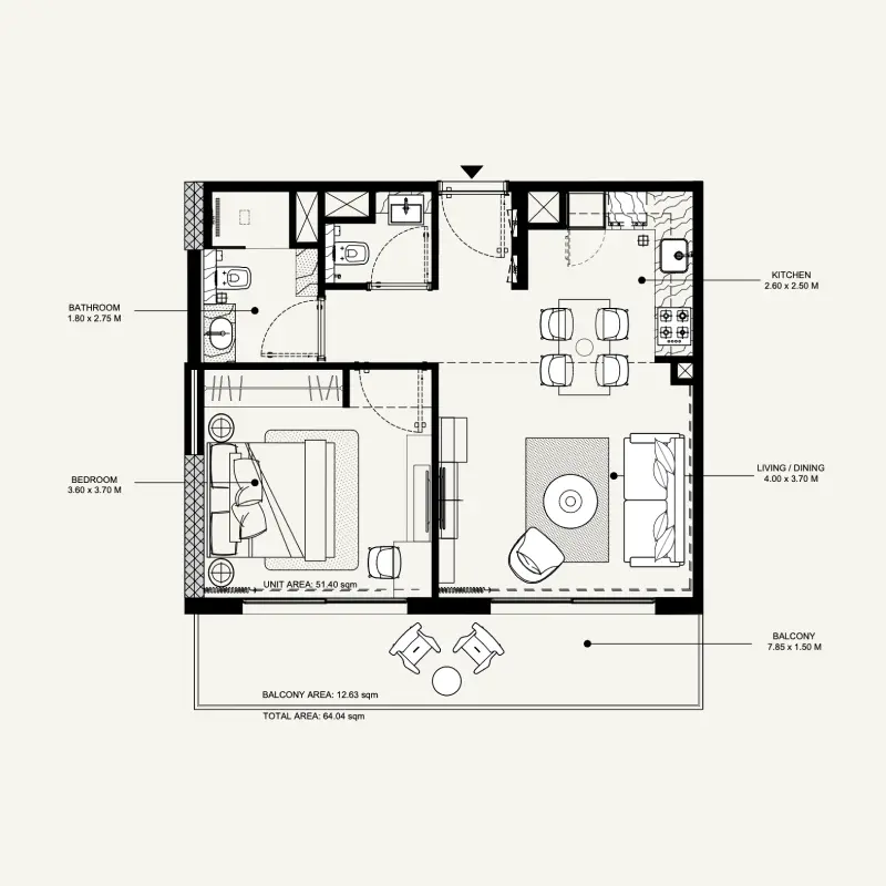 1 bedroom floor plan