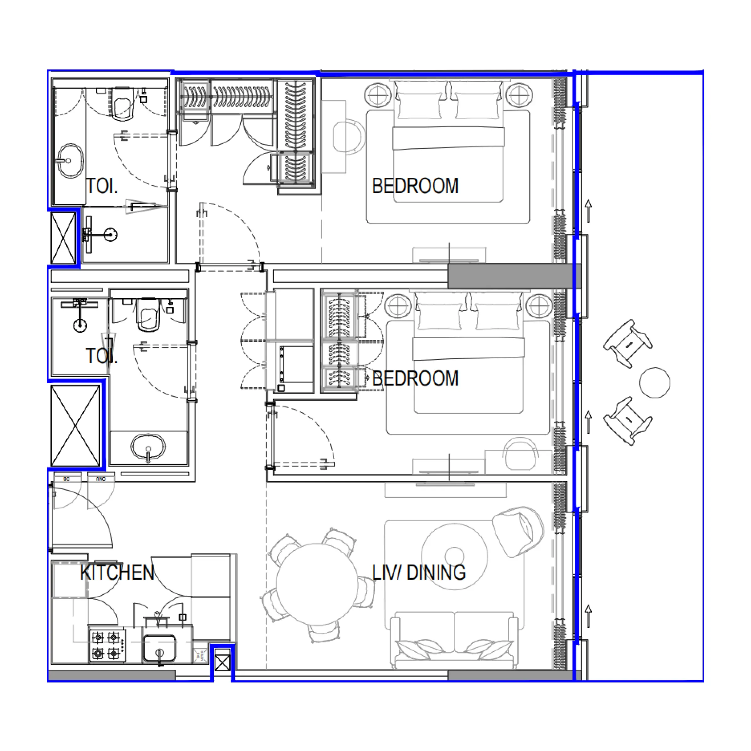 2 bedroom floor plan