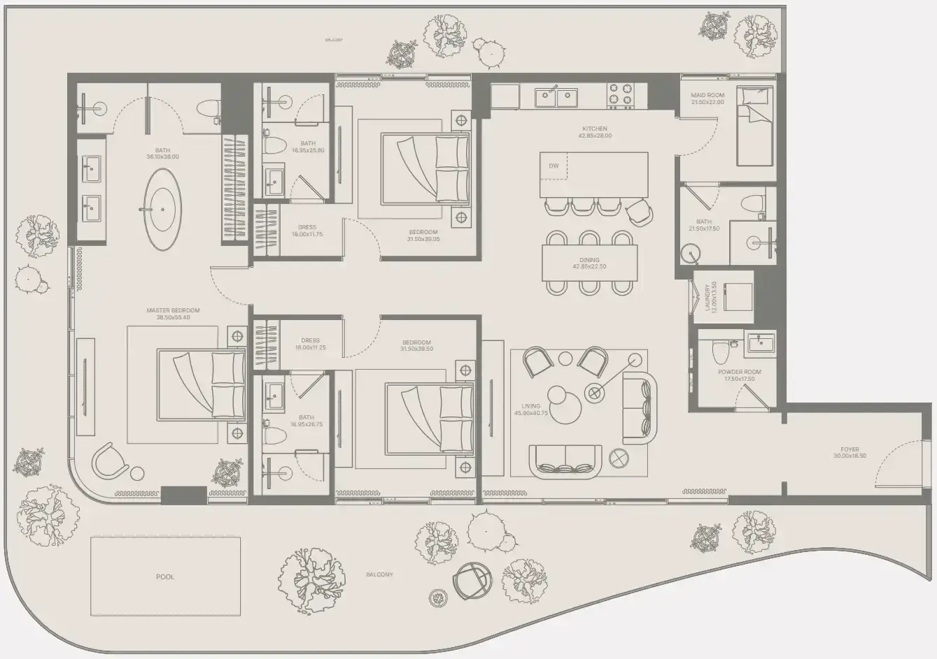 3 Bedrooms apartments - Bond Enclave floor plan