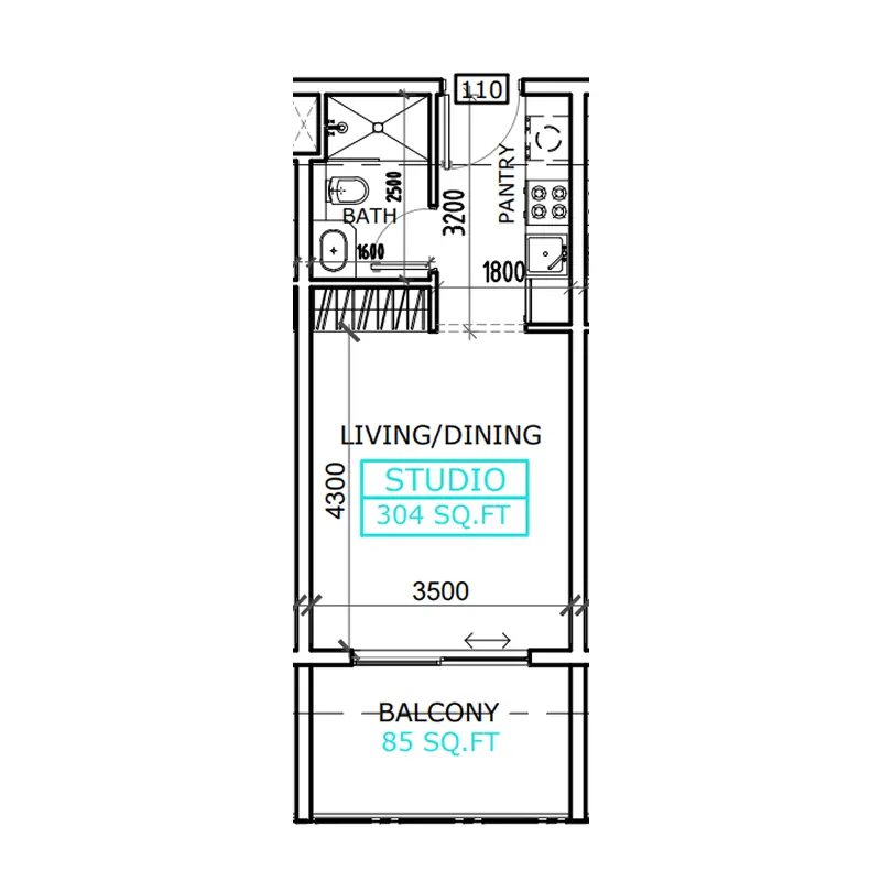 Studio Apartments -  Coventry Casa floor plan