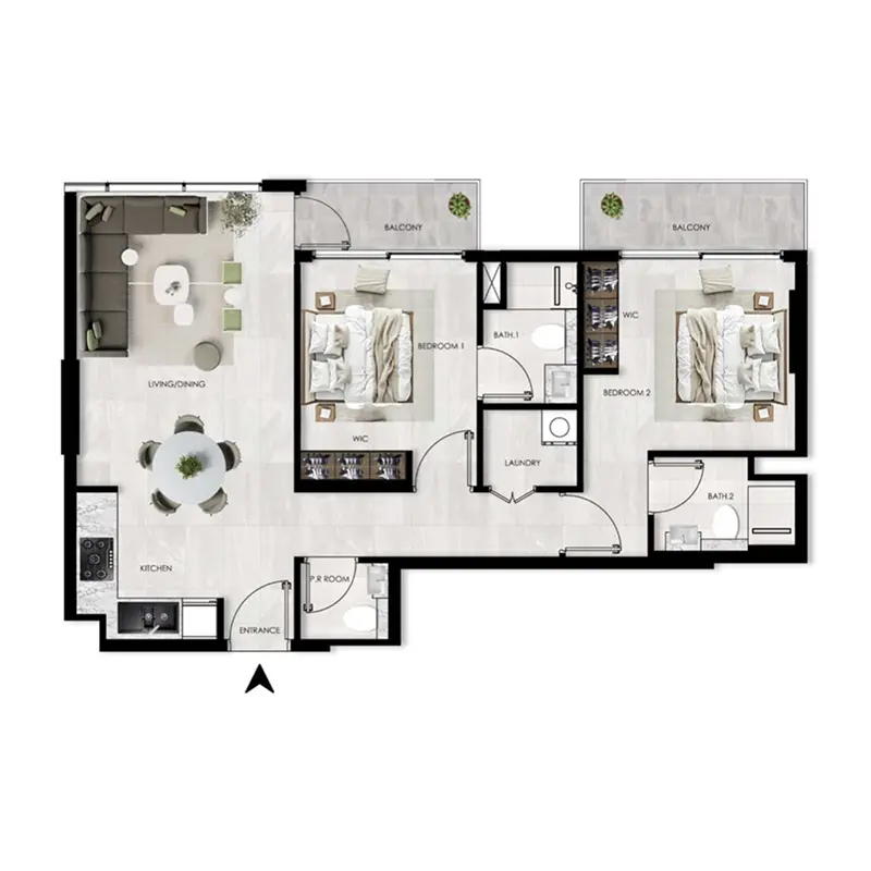 2 bedroom Apartments -  The Willows Residences floor plan