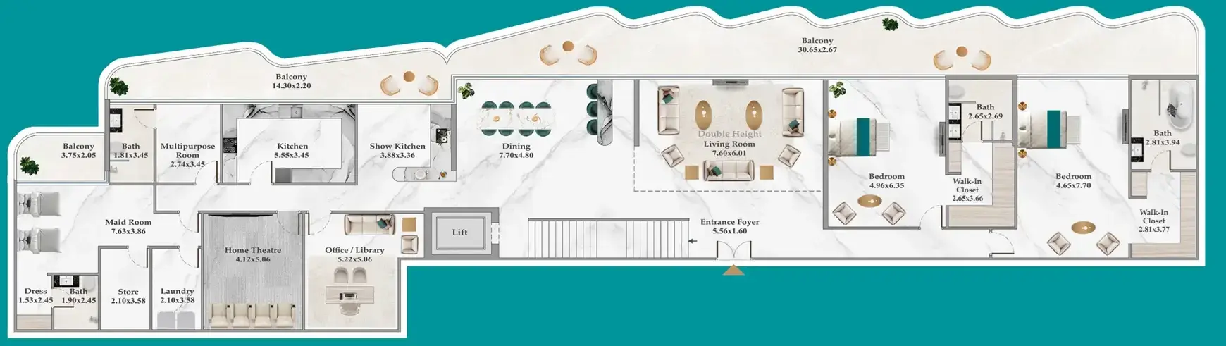 5 Bedrooms villa - Breez floor plan