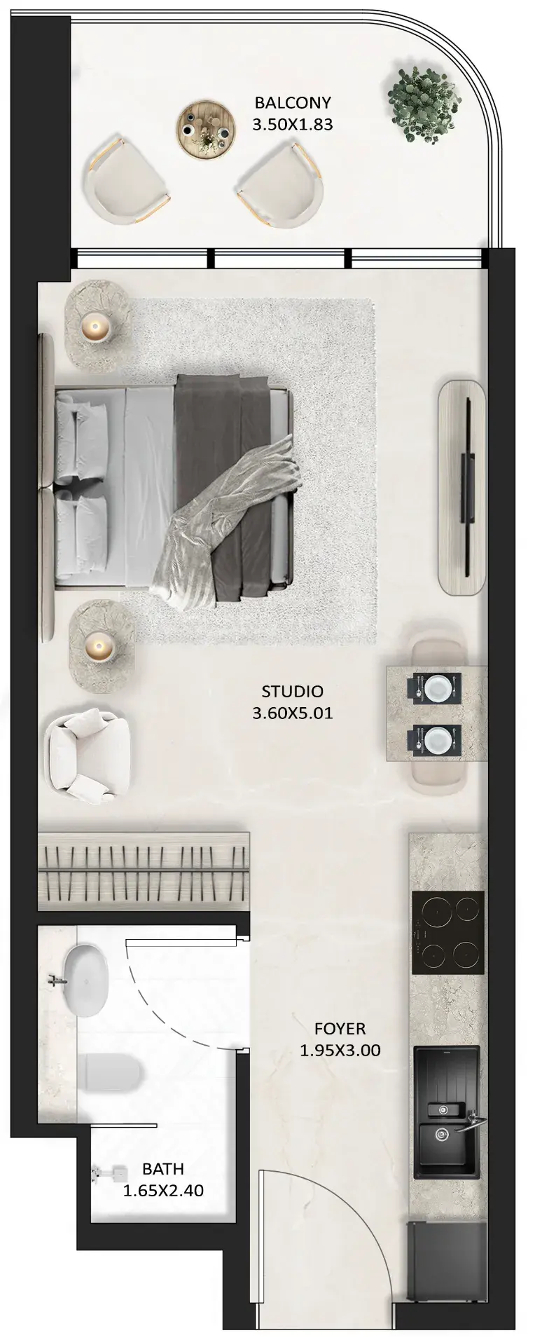 Studio apartments - SquareX One floor plan