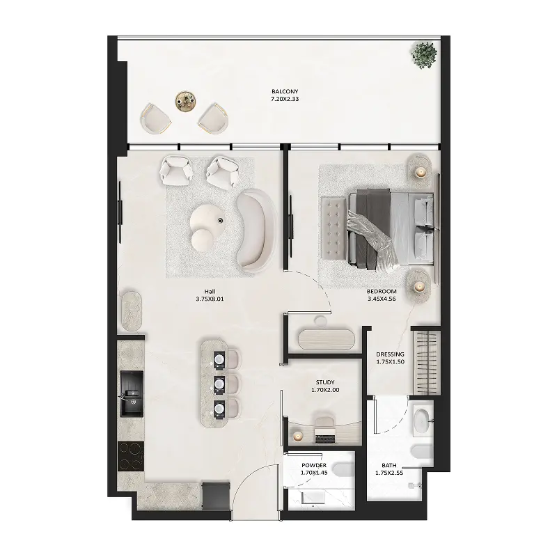 1 bedroom Apartments -  SquareX One floor plan