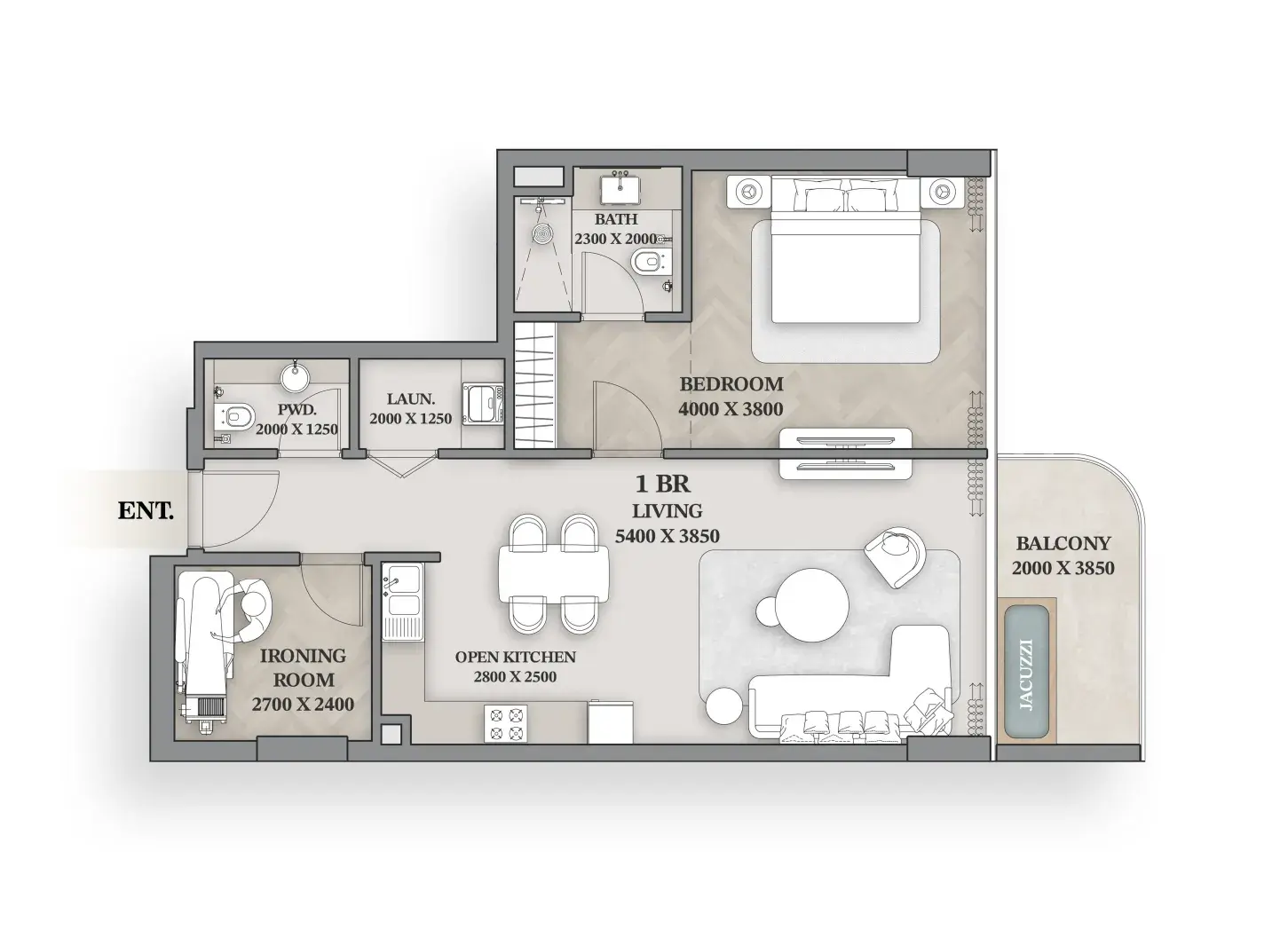 1 Bedroom apartments - Wellington Ocean Walk floor plan