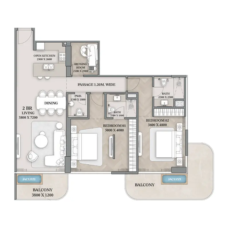 2 bedroom Apartments -  Wellington Ocean Walk floor plan