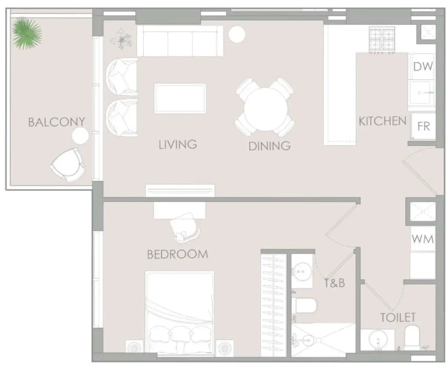 1 Bedroom apartments - IR1DIAN Park floor plan