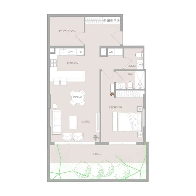 1,5 bedroom Apartments -  IR1DIAN Park floor plan