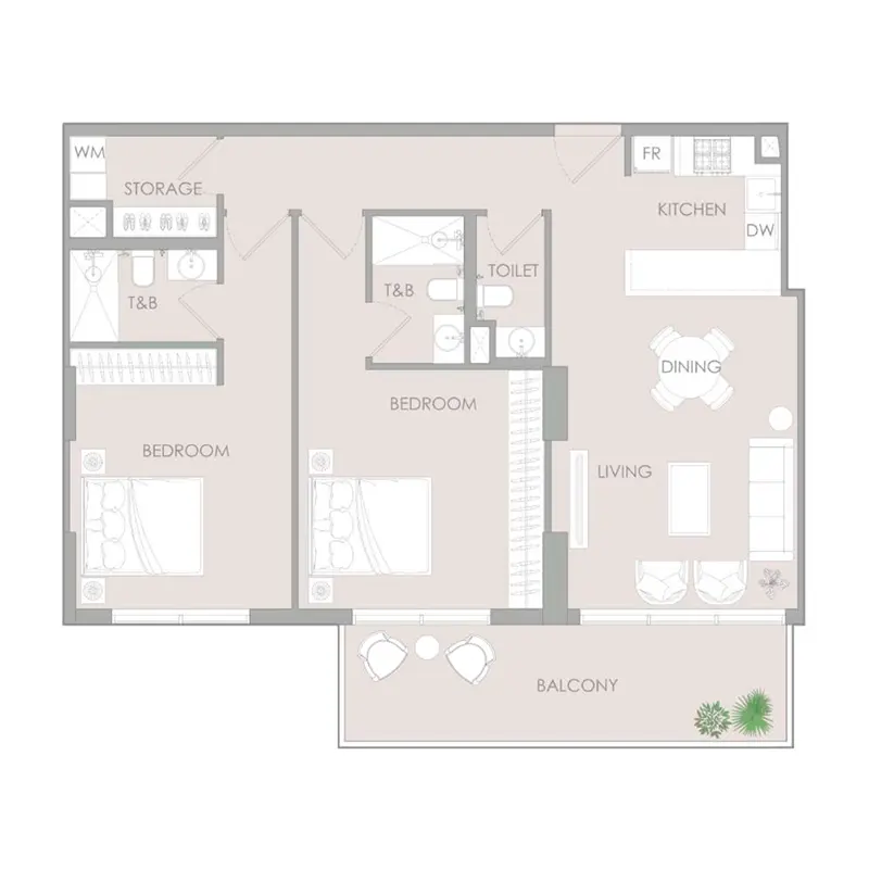 2 bedroom Apartments -  IR1DIAN Park floor plan