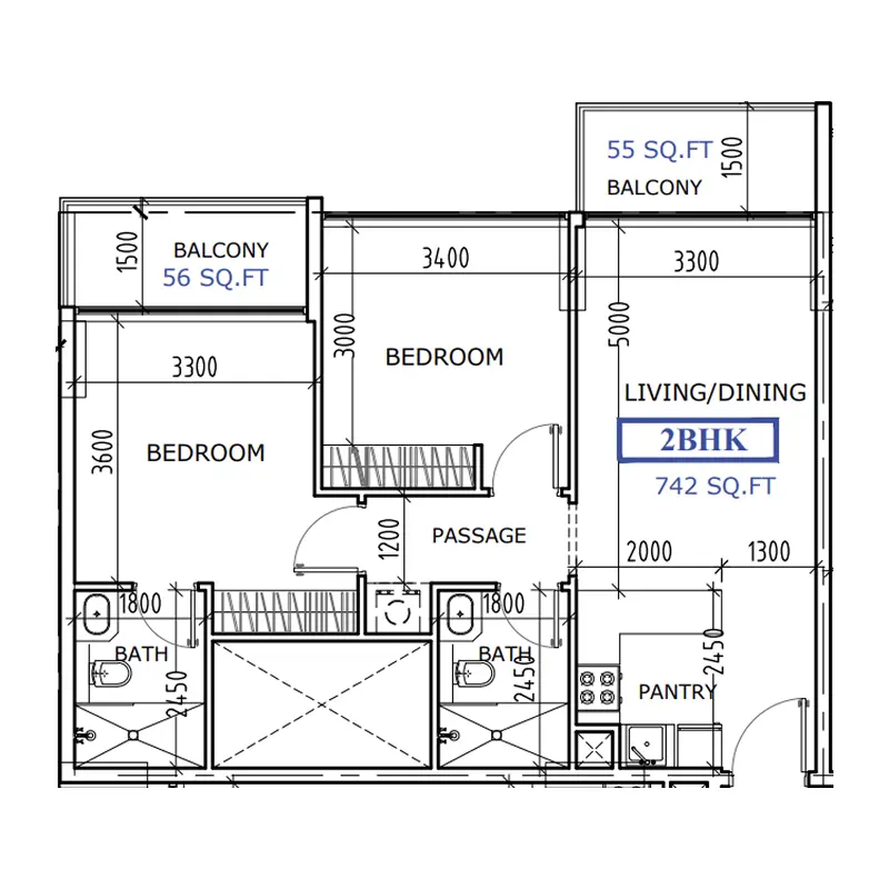 2 bedroom Apartments -  Coventry 49 floor plan