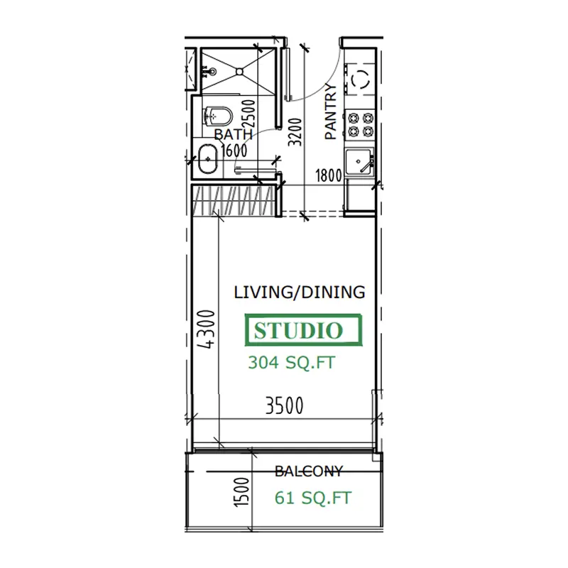 Studio Apartments -  Coventry 49 floor plan