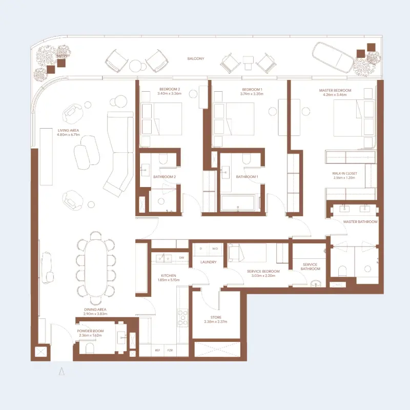 3 bedroom floor plan