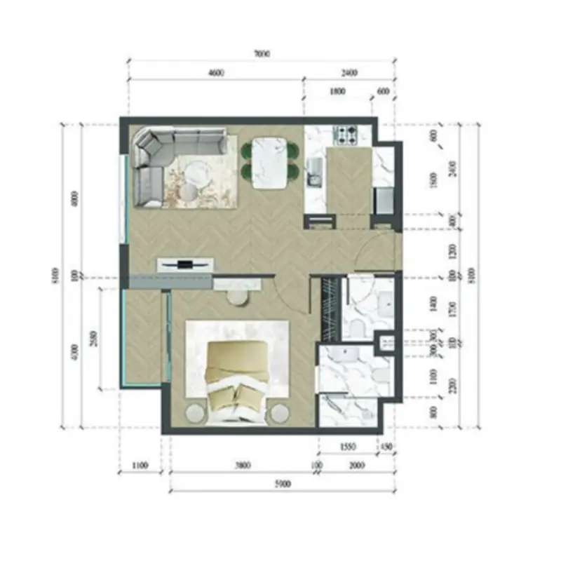 1 bedroom floor plan