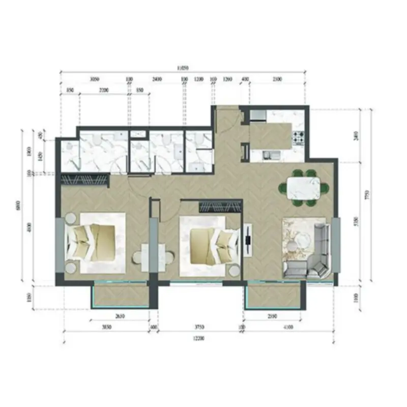 2 bedroom floor plan